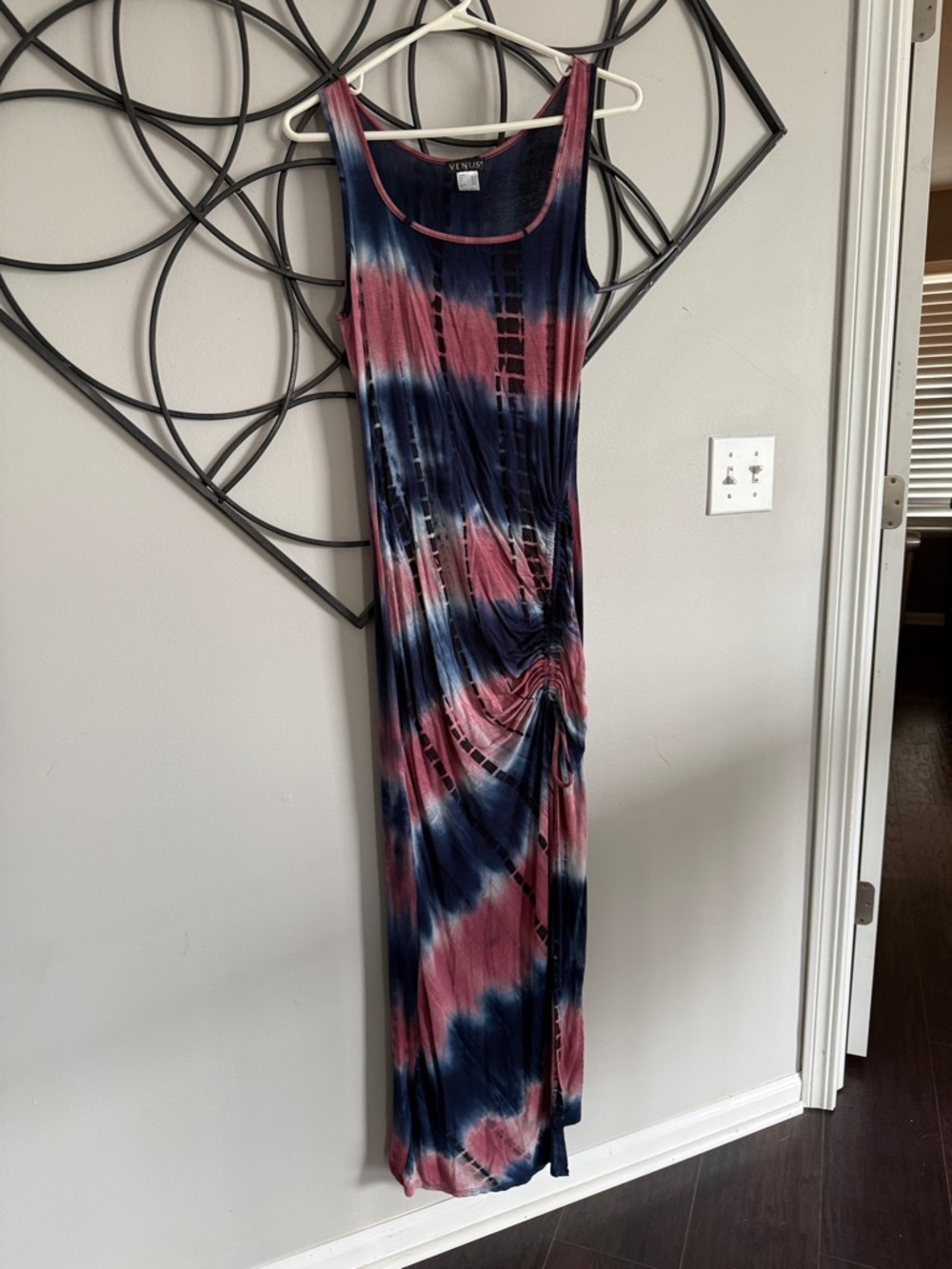 VENUS Navy and Pink Tie-Dye Maxi Dress